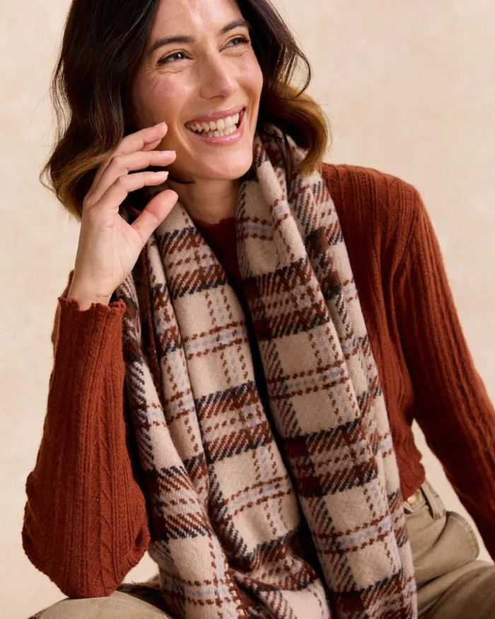 Pizzina Scottish Scarf Brown Women Polin Et Moi Hats And Scarves