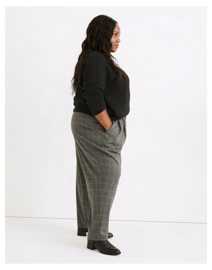 Plus Curvy Plaid Flannel Track Trouser Dark Shale Women Madewell Pants
