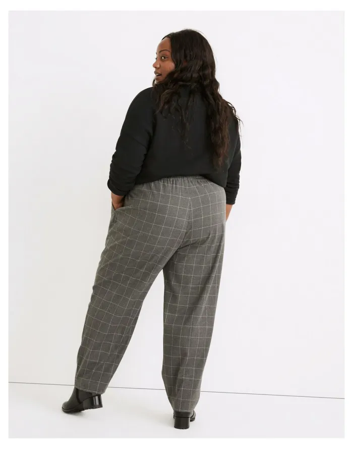 Plus Curvy Plaid Flannel Track Trouser Dark Shale Women Madewell Pants