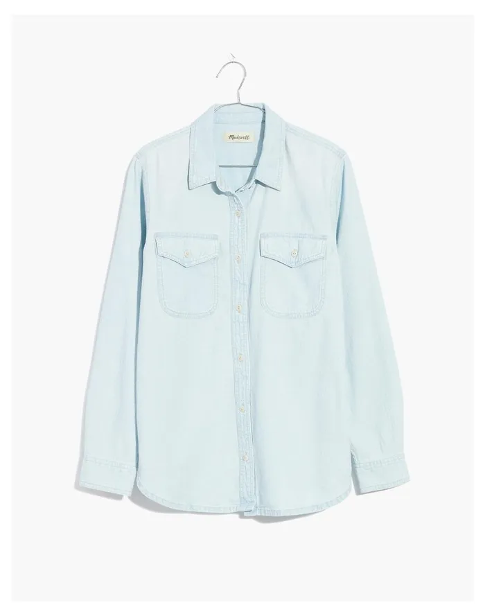 Plus Denim Button Up Shirt In Barford Wash Barford Wash Women Madewell Tops and Shirts
