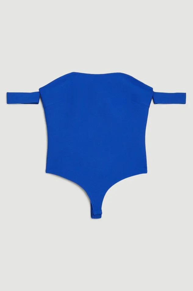 Plus Size Bandage Bardot Thong Bodysuit Cobalt Women Karen Millen Tops
