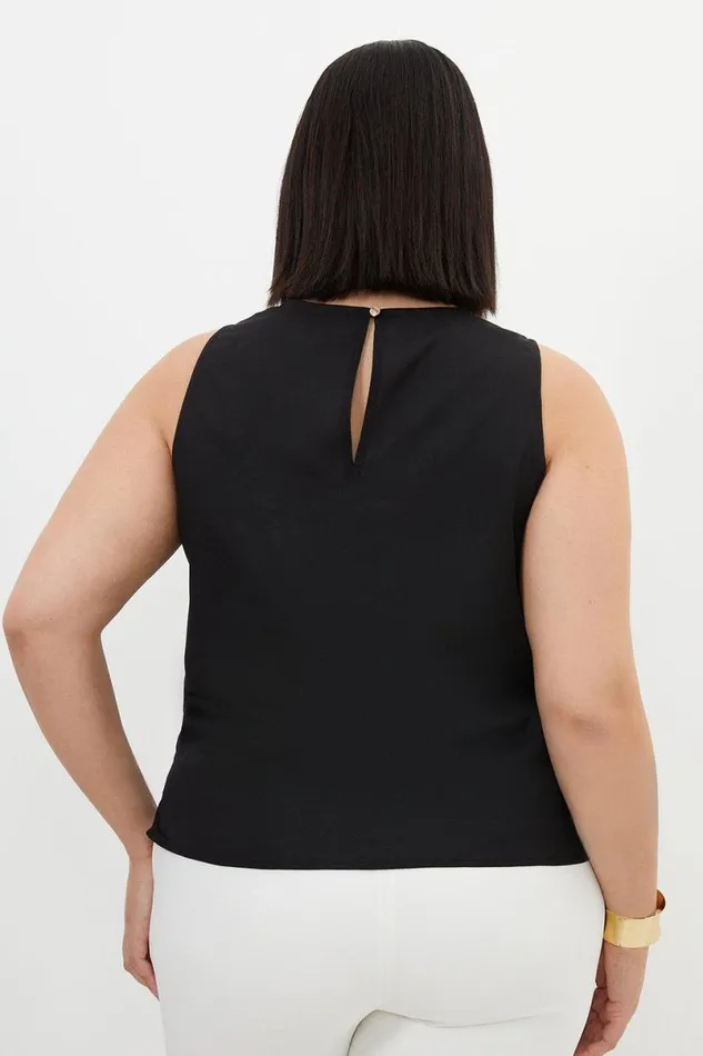 Plus Size Georgette Cowl Neck Woven Blouse Black Women Karen Millen Tops