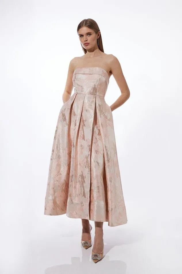 Prom Woven Maxi Dress Blush Women Karen Millen Dresses