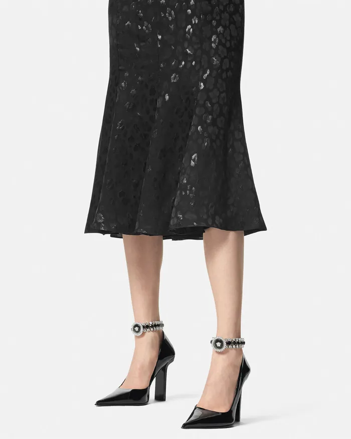 Pumps and Slingbacks Women Versace Slice Patent Pumps 105 Mm Blacksilver