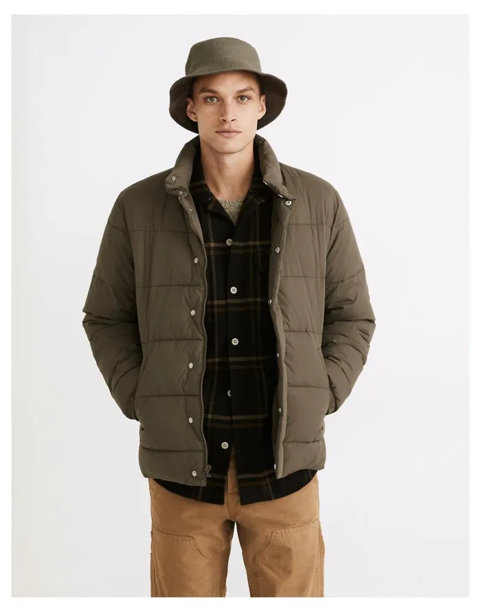 Quilted Puffer Jacket Cargo Green Men Madewell Jackets