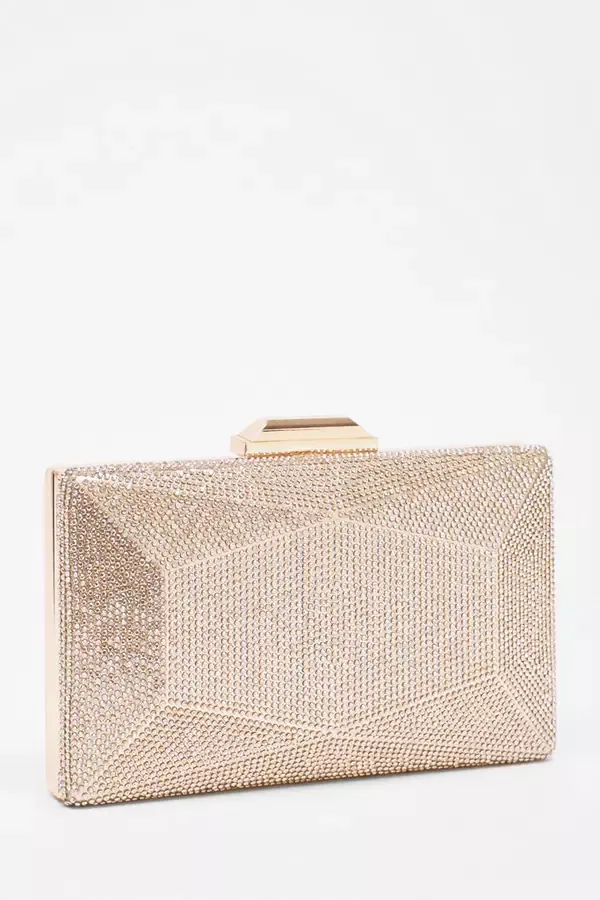 Quiz Clothing Bags Gold Diamante Geometric Box Bag 8211 Women