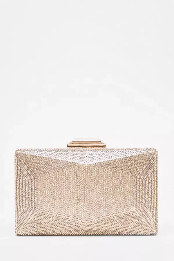 Quiz Clothing Bags Gold Diamante Geometric Box Bag 8211 Women