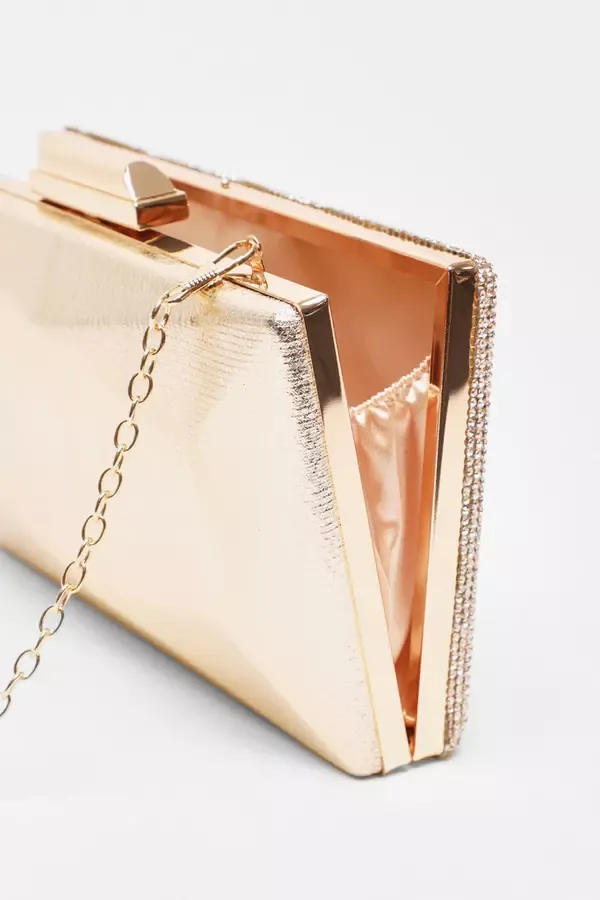 Quiz Clothing Bags Gold Diamante Geometric Box Bag 8211 Women