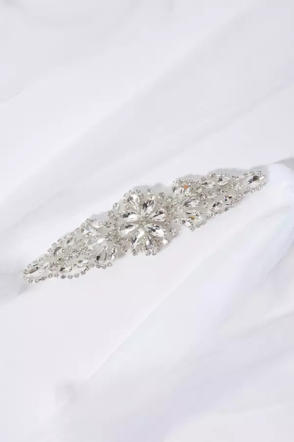 Quiz Clothing Belts Bridal White Diamante Tulle Belt 8211 Women