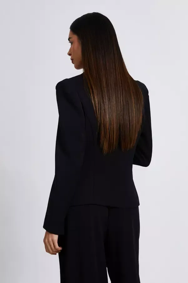 Quiz Clothing Blazers Black Woven Embellished Tailored Blazer 8211 Women