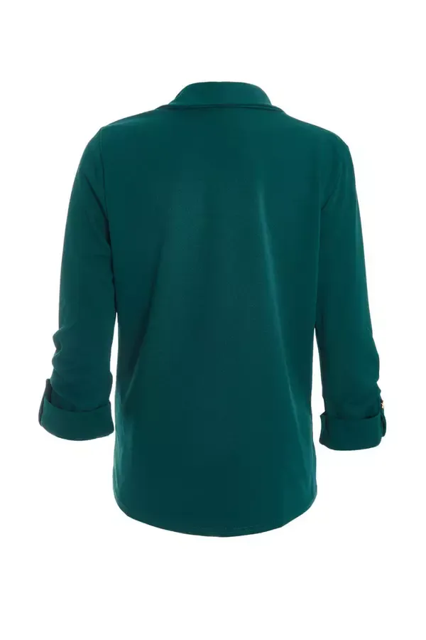 Quiz Clothing Blazers Petite Bottle Green Ruched Sleeve Blazer 8211 Women
