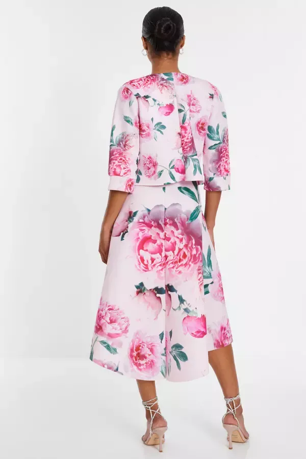 Quiz Clothing Blazers Pink Floral Split Sleeve Crop Jacket 8211 Women