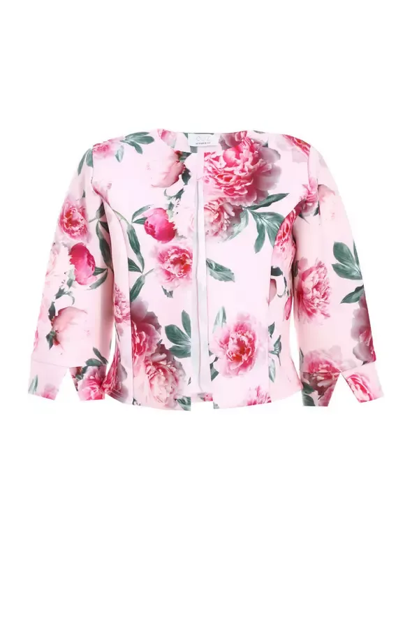 Quiz Clothing Blazers Pink Floral Split Sleeve Crop Jacket 8211 Women