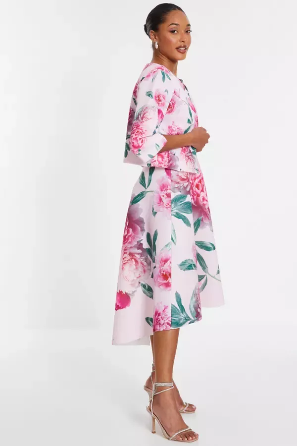 Quiz Clothing Blazers Pink Floral Split Sleeve Crop Jacket 8211 Women