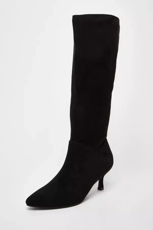 Quiz Clothing Boots Black Faux Suede Low Heeled Boots 8211 Women