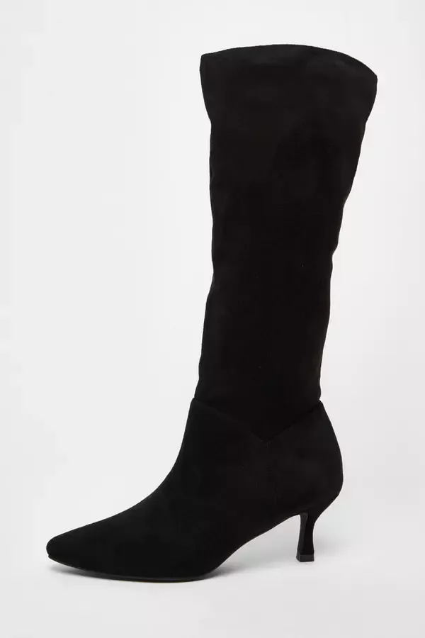 Quiz Clothing Boots Black Faux Suede Low Heeled Boots 8211 Women