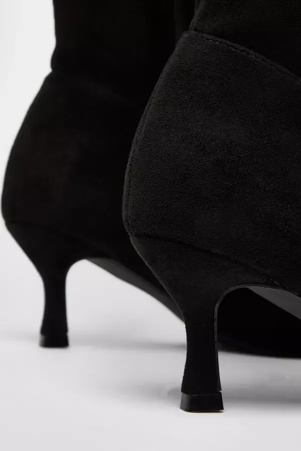 Quiz Clothing Boots Black Faux Suede Low Heeled Boots 8211 Women