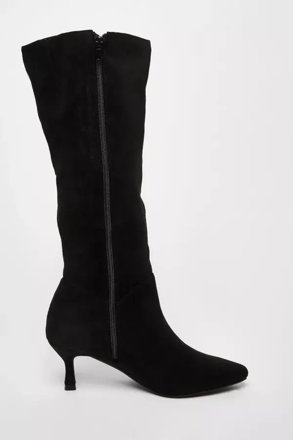 Quiz Clothing Boots Black Faux Suede Low Heeled Boots 8211 Women