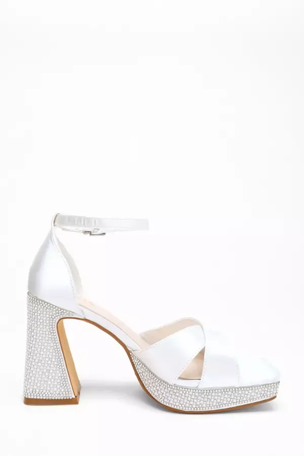 Quiz Clothing Bridal Shoes Bridal White Satin Diamante Platform Heels 8211 Women Quiz Clothing Bridal Shoes Bridal White Satin Diamante Platform Heels 8211 Women
