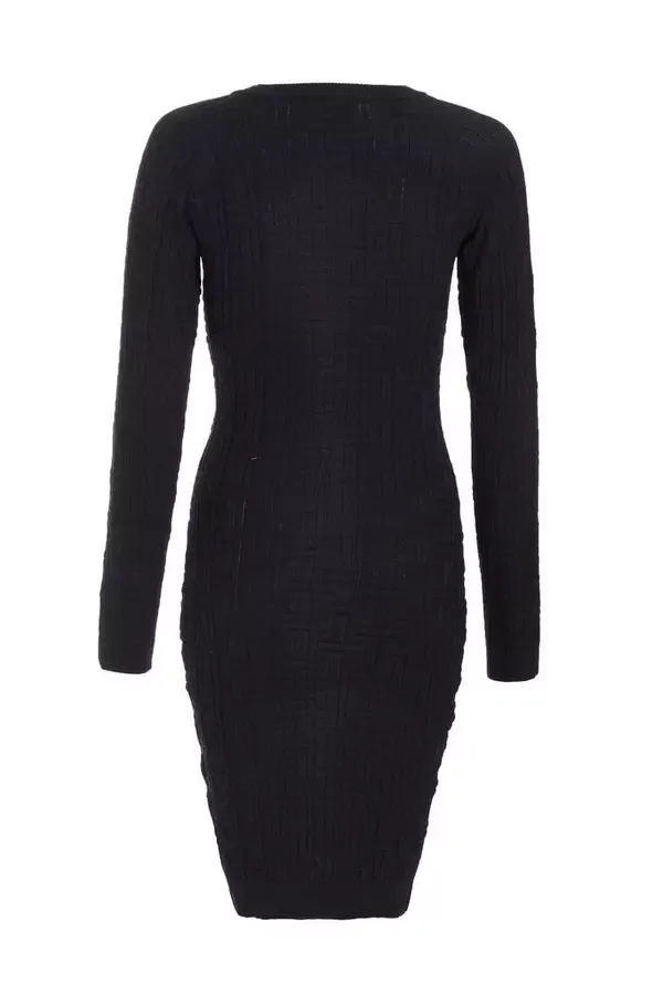 Quiz Clothing Casual Clothing Black Knitted Jacquard Mini Dress 8211 Women