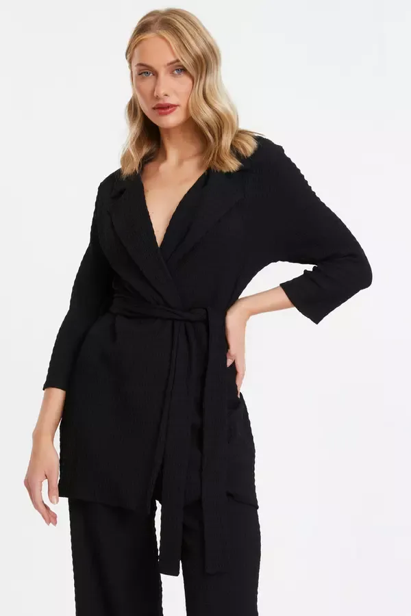 Quiz Clothing Casual Clothing Black Tie Front Blazer 8211 Women
