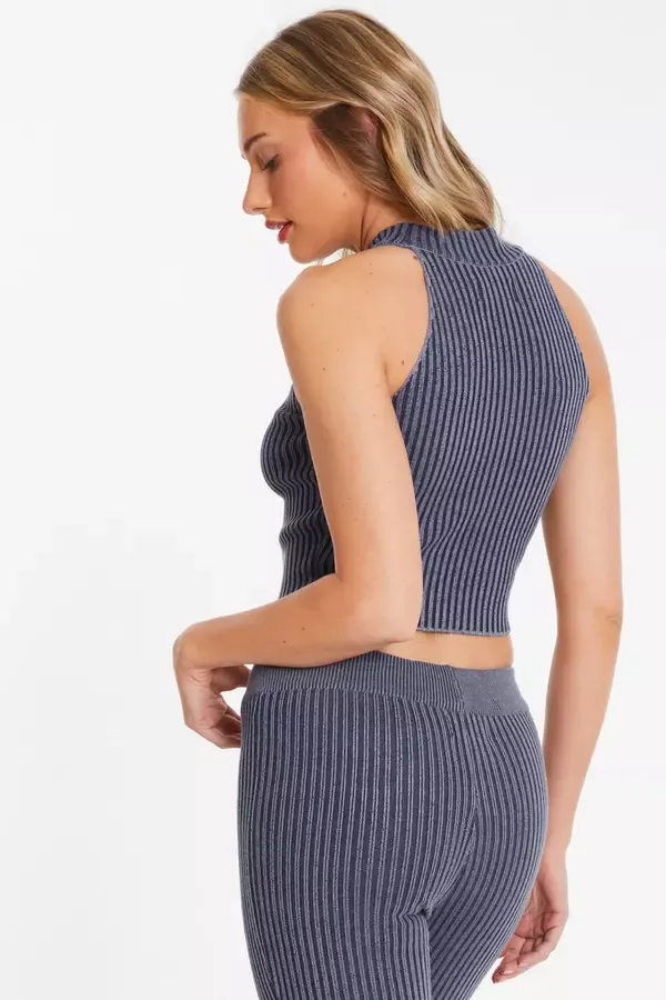 Quiz Clothing Casual Clothing Blue Ribbed Racer Top 8211 Women