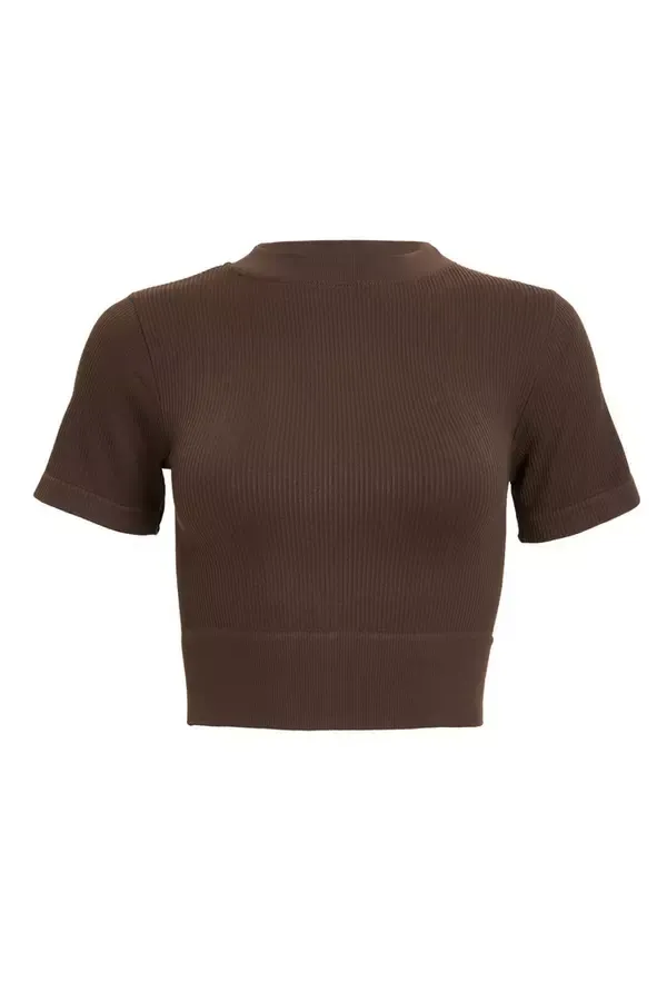 Quiz Clothing Casual Clothing Brown Seamless Crop Top 8211 Women