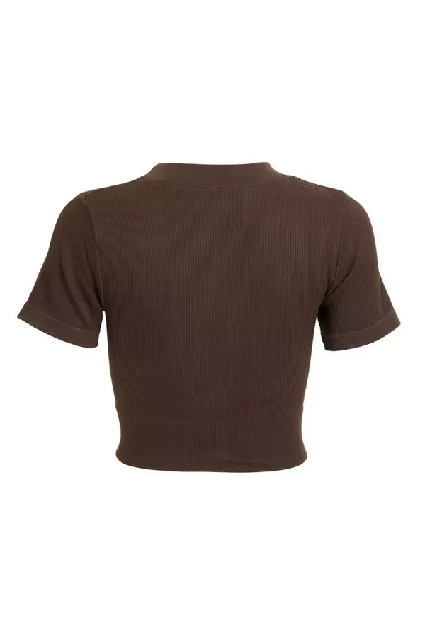 Quiz Clothing Casual Clothing Brown Seamless Crop Top 8211 Women