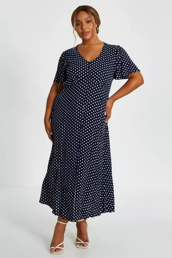 Quiz Clothing Casual Clothing Curve Navy Polka Dot Midaxi Dress 8211 Women