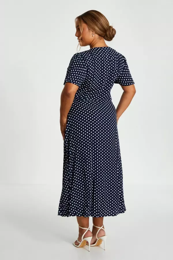 Quiz Clothing Casual Clothing Curve Navy Polka Dot Midaxi Dress 8211 Women