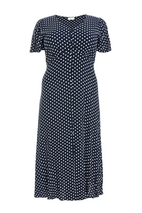 Quiz Clothing Casual Clothing Curve Navy Polka Dot Midaxi Dress 8211 Women