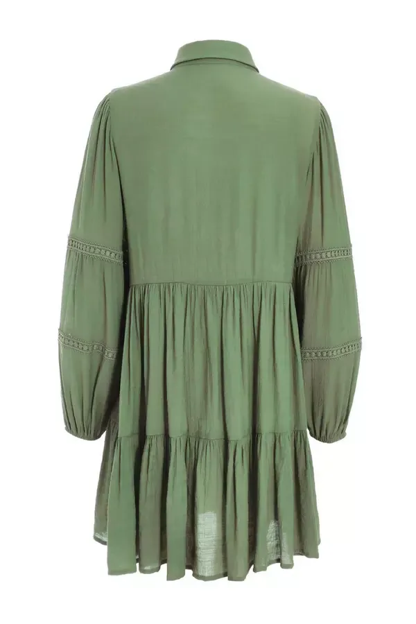 Quiz Clothing Casual Clothing Khaki Crochet Mini Shirt Dress 8211 Women