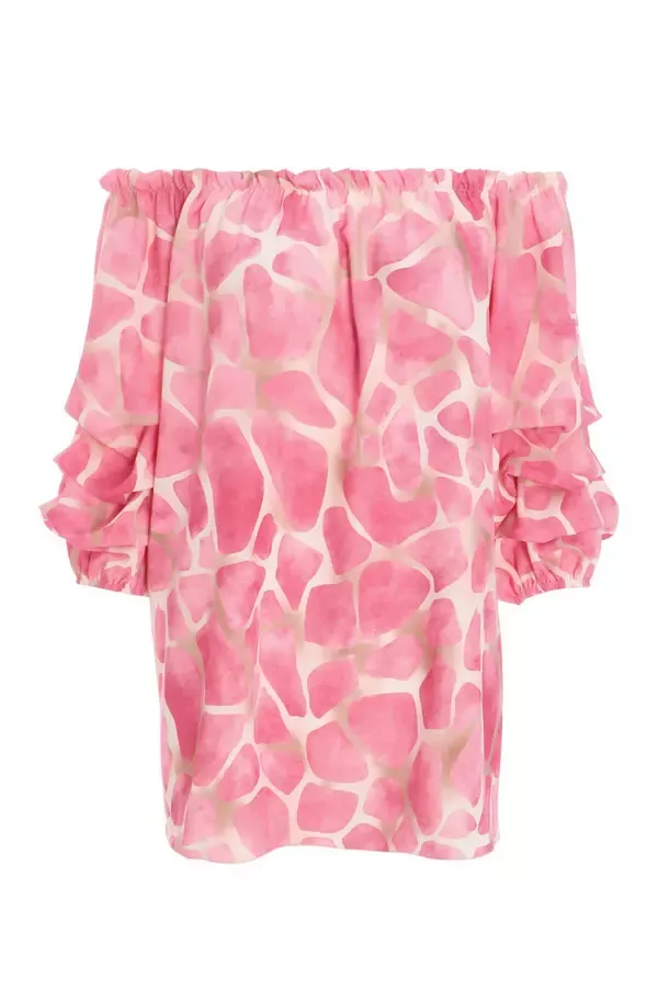 Quiz Clothing Casual Clothing Pink Giraffe Print Bardot Top 8211 Women