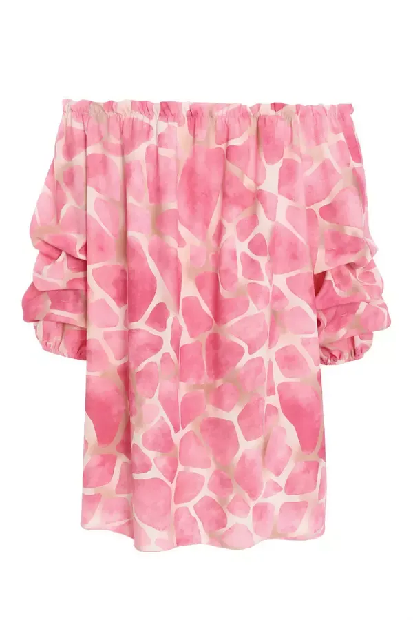 Quiz Clothing Casual Clothing Pink Giraffe Print Bardot Top 8211 Women
