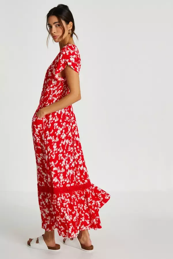 Quiz Clothing Casual Clothing Red Ditsy Floral Crochet Trim Maxi Dress 8211 Women Quiz Clothing Casual Clothing Red Ditsy Floral Crochet Trim Maxi Dress 8211 Women
