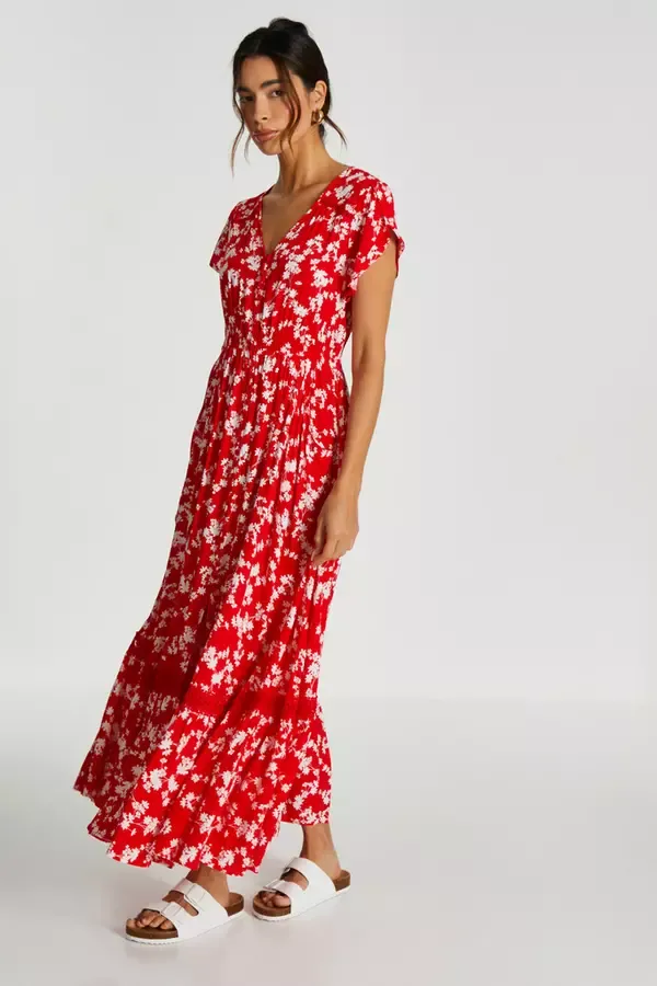 Quiz Clothing Casual Clothing Red Ditsy Floral Crochet Trim Maxi Dress 8211 Women Quiz Clothing Casual Clothing Red Ditsy Floral Crochet Trim Maxi Dress 8211 Women