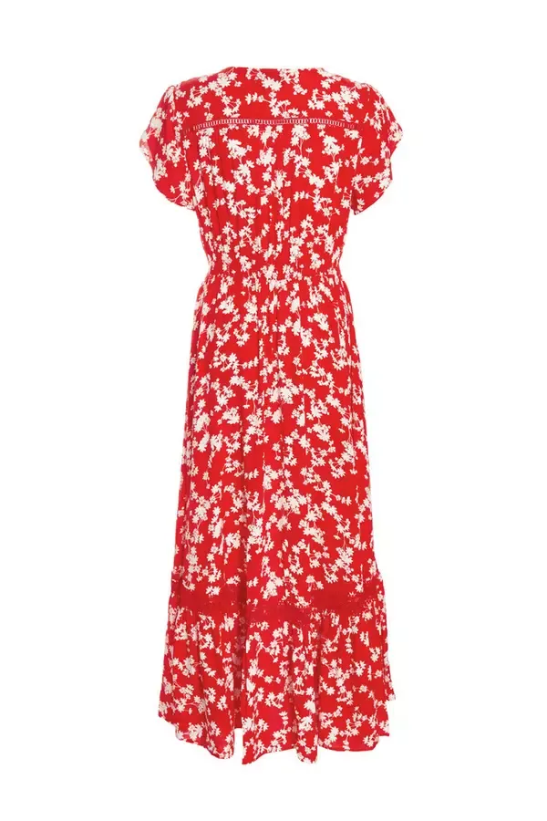 Quiz Clothing Casual Clothing Red Ditsy Floral Crochet Trim Maxi Dress 8211 Women Quiz Clothing Casual Clothing Red Ditsy Floral Crochet Trim Maxi Dress 8211 Women