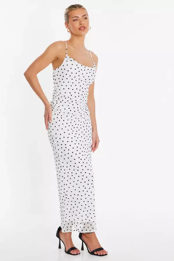 Quiz Clothing Casual Clothing White Polka Dot Print Midaxi Dress 8211 Women