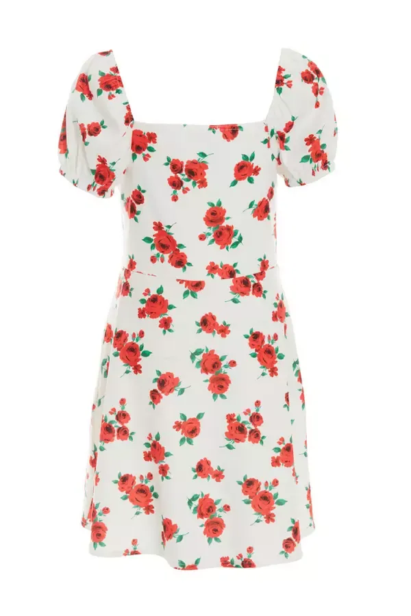 Quiz Clothing Casual Clothing White Rose Print Mini Dress 8211 Women