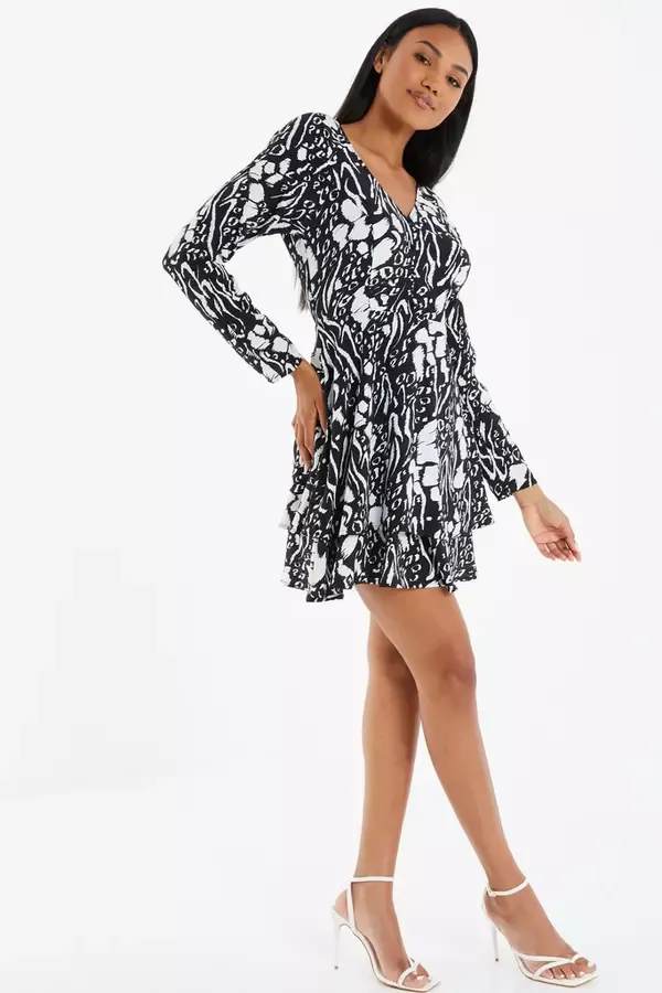 Quiz Clothing Dresses Black Animal Print Mini Dress 8211 Women