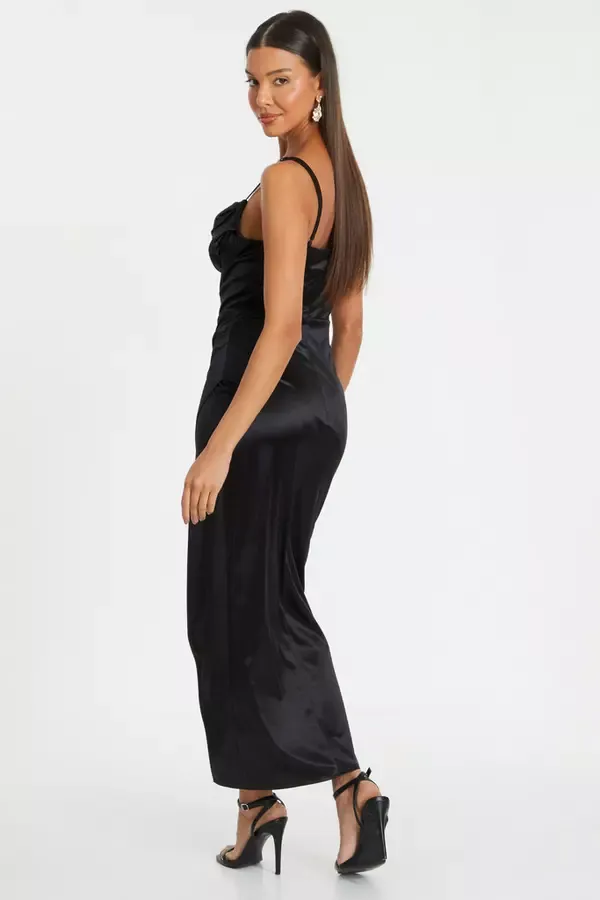 Quiz Clothing Dresses Black Cowl Neck Corset Dress 8211 Women