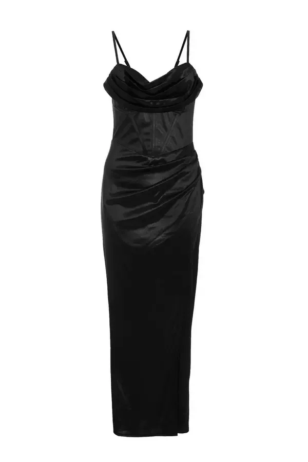 Quiz Clothing Dresses Black Cowl Neck Corset Dress 8211 Women