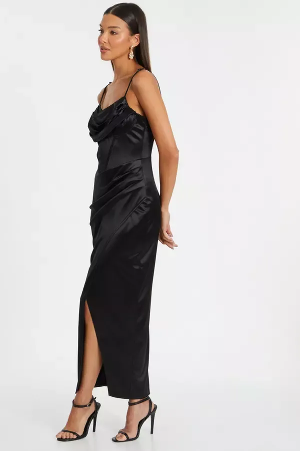 Quiz Clothing Dresses Black Cowl Neck Corset Dress 8211 Women