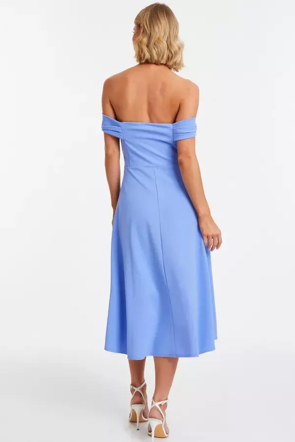 Quiz Clothing Dresses Blue Bardot Dip Hem Midi Dress 8211 Women