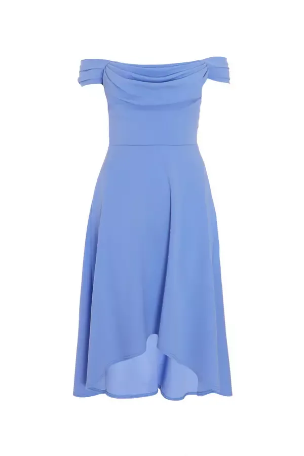 Quiz Clothing Dresses Blue Bardot Dip Hem Midi Dress 8211 Women