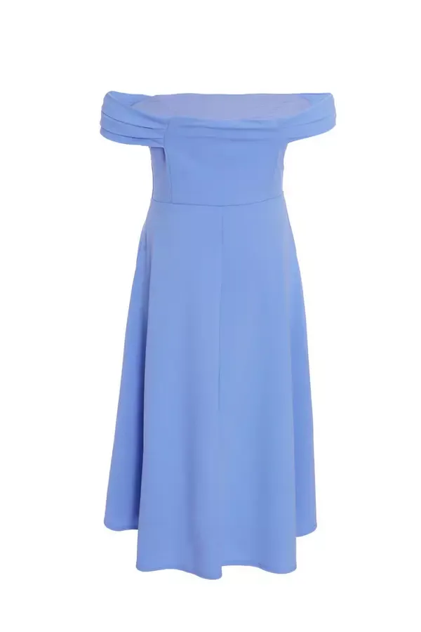 Quiz Clothing Dresses Blue Bardot Dip Hem Midi Dress 8211 Women