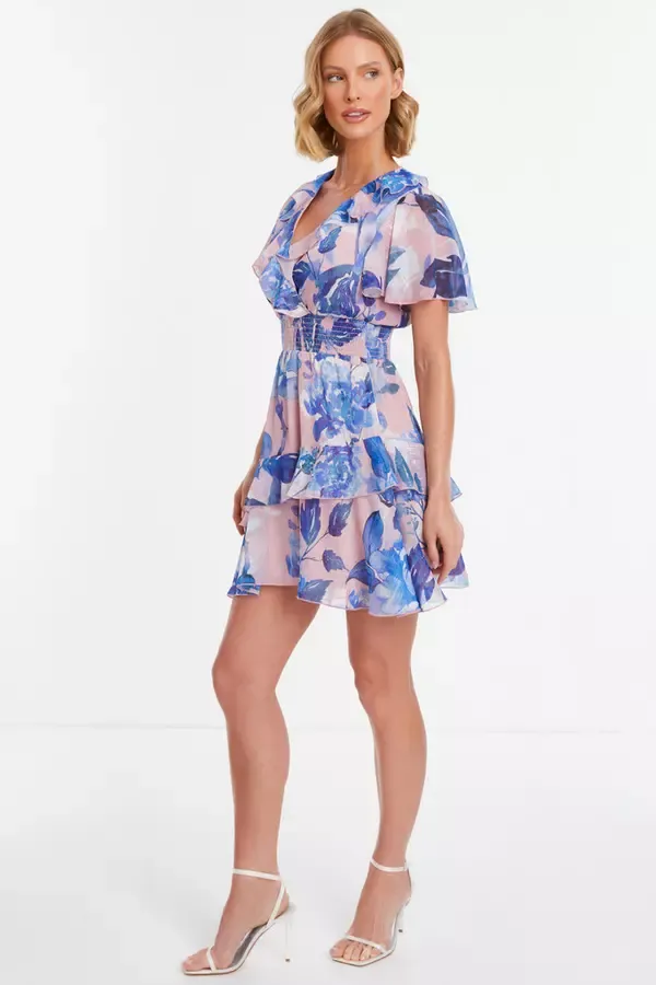 Quiz Clothing Dresses Blue Chiffon Floral Tiered Skater Mini Dress 8211 Women Quiz Clothing Dresses Blue Chiffon Floral Tiered Skater Mini Dress 8211 Women