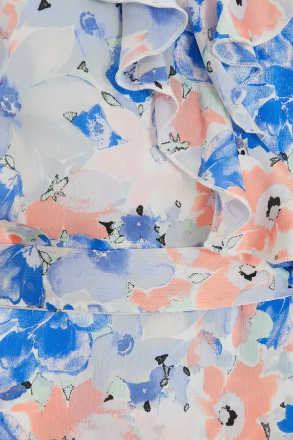 Quiz Clothing Dresses Blue Satin Floral Wrap Midaxi Dress 8211 Women
