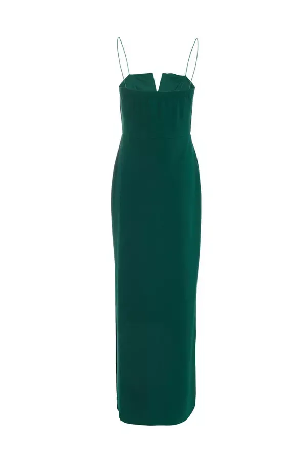 Quiz Clothing Dresses Bottle Green Floral Applique Maxi Dress 8211 Women