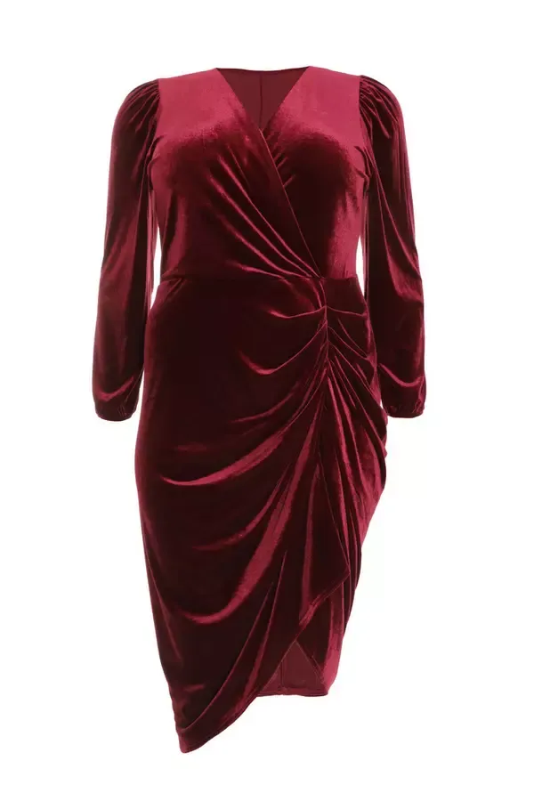 Quiz Clothing Dresses Curve Berry Velvet Midi Dress 8211 Women